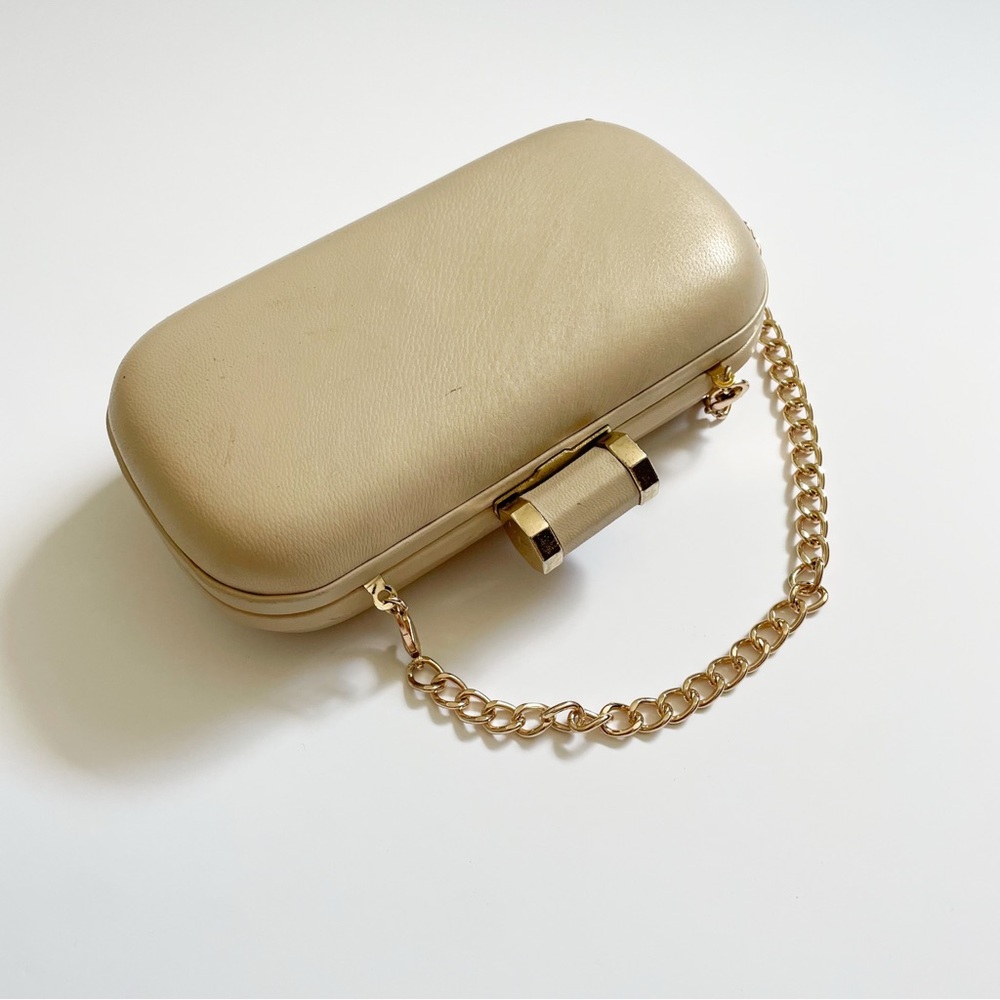 Halston Heritage Gold Leather Wristlet Clutch - Picture 2 of 5